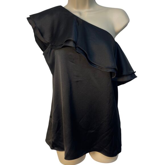 Adrienne Vittadini Women’s One Shoulder Ruffle Top Color Black Size‎ S NWT - Picture 1 of 5
